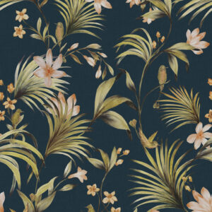 Papel de Parede Azul Botânica Tropical Chic - 84377