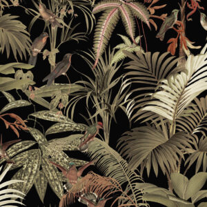 Papel de Parede Preto Botânica Tropical Chic - 84667