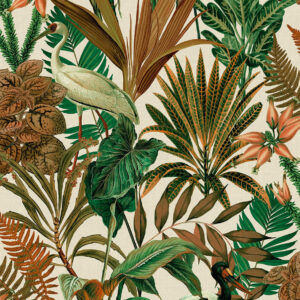 Papel de Parede Bege Botânica Tropical Chic - 84766