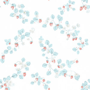 Papel de Parede Cottagecore Infantil Vintage Moranguinhos Azul - 600007