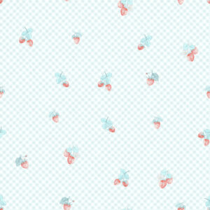 Papel de Parede Cottagecore Infantil Vintage Moranguinhos Azul - 600021