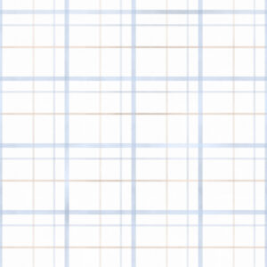Papel de Parede Cottagecore Infantil Vintage Xadrez Azul Bege - 600045