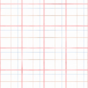 Papel de Parede Cottagecore Infantil Vintage Xadrez Azul Rosa - 600052