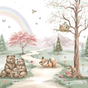 Papel de Parede Infantil Bosque Encantando Rosa - 600144