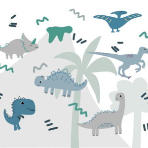 Papel de Parede Infantil Dinos Azul - 600199