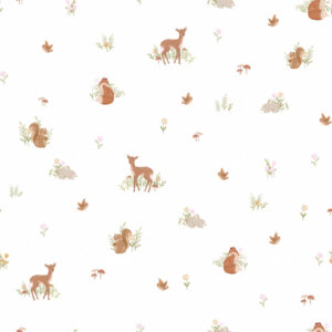 Papel de Parede Cottagecore Infantil Vintage Bosque Rosa - 89617