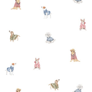 Papel de Parede Cottagecore Infantil Vintage Cachorrinhos Chic - 89631