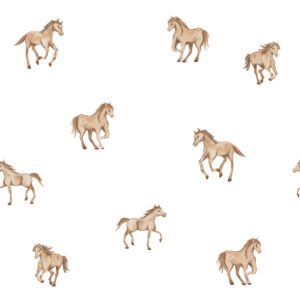 Papel de Parede Cottagecore Infantil Vintage Cavalinhos - 89648