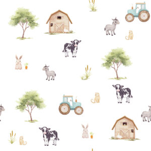 Papel de Parede Cottagecore Infantil Vintage Fazendinha - 89679