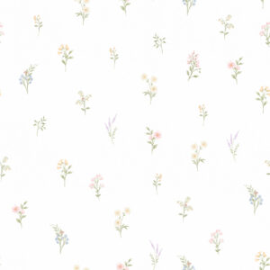 Papel de Parede Cottagecore Infantil Vintage Jardim de Flores - 89747