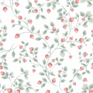 Papel de Parede Cottagecore Infantil Vintage Jardim de Moranguinhos - 89754