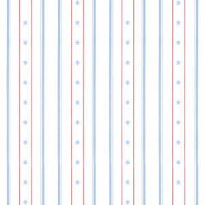 Papel de Parede Cottagecore Infantil Vintage Estrelinha Listras Azul - 89839
