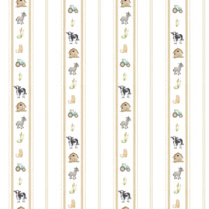 Papel de Parede Cottagecore Infantil Vintage Fazendinha Listras - 89846