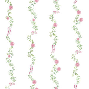 Papel de Parede Cottagecore Infantil Vintage Borboletas Floral Listras - 89853