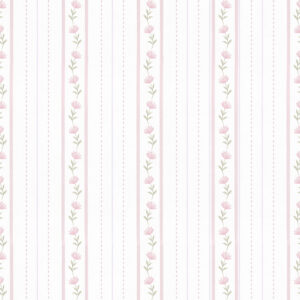 Papel de Parede Cottagecore Infantil Vintage Floral Listras Petit - 89877