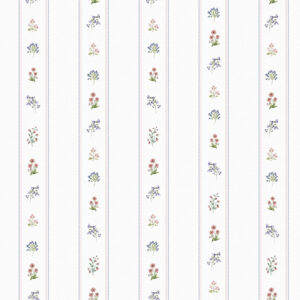 Papel de Parede Cottagecore Infantil Vintage Flores Listras Mini - 89914