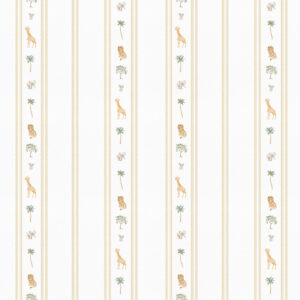 Papel de Parede Cottagecore Infantil Vintage Listras Mini Safari - 89921