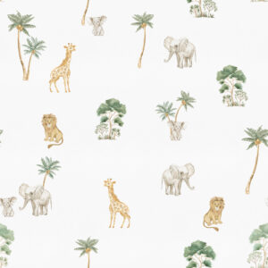 Papel de Parede Cottagecore Infantil Vintage Mini Safari - 89990
