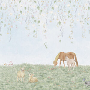 Papel de Parede Cavalinhos Cortina de Flores - 602773