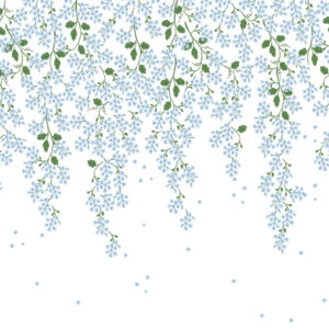 Papel de Parede Azul Cortina de Flores - 602797